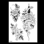49 Sheets Waterproof Temporary Black Sketches Flowers Tattoo Stickers Flower Rose Tattoos For Women Adults Stevvex