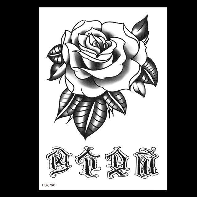 49 Sheets Waterproof Temporary Black Sketches Flowers Tattoo Stickers Flower Rose Tattoos For Women Adults Stevvex