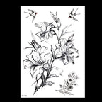 49 Sheets Waterproof Temporary Black Sketches Flowers Tattoo Stickers Flower Rose Tattoos For Women Adults Stevvex