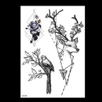 49 Sheets Waterproof Temporary Black Sketches Flowers Tattoo Stickers Flower Rose Tattoos For Women Adults Stevvex