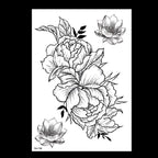49 Sheets Waterproof Temporary Black Sketches Flowers Tattoo Stickers Flower Rose Tattoos For Women Adults Stevvex