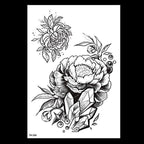 49 Sheets Waterproof Temporary Black Sketches Flowers Tattoo Stickers Flower Rose Tattoos For Women Adults Stevvex