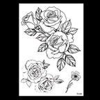 49 Sheets Waterproof Temporary Black Sketches Flowers Tattoo Stickers Flower Rose Tattoos For Women Adults Stevvex