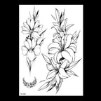 49 Sheets Waterproof Temporary Black Sketches Flowers Tattoo Stickers Flower Rose Tattoos For Women Adults Stevvex