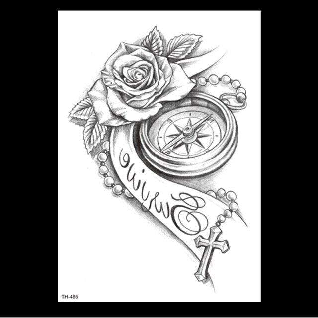 49 Sheets Waterproof Temporary Black Sketches Flowers Tattoo Stickers Flower Rose Tattoos For Women Adults Stevvex