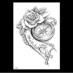 49 Sheets Waterproof Temporary Black Sketches Flowers Tattoo Stickers Flower Rose Tattoos For Women Adults Stevvex