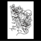 49 Sheets Waterproof Temporary Black Sketches Flowers Tattoo Stickers Flower Rose Tattoos For Women Adults Stevvex
