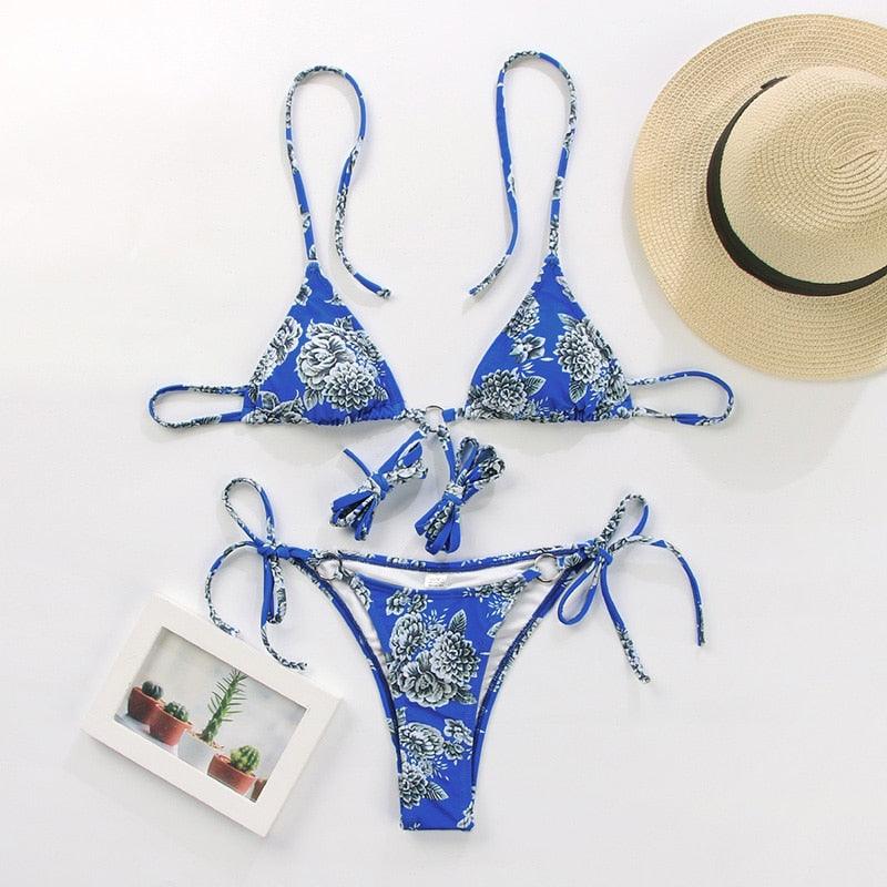 Bikini Triangle Adjust Swimwear Women's Crisscross Halter Bikini Lace Up Back Bandage Two Piece Strappy Bathing Suits G String Thong Swimwear Women Bathing Suit Hollow Out Quality Pleated Swimsuit Female Double-Sided Bikini Set Stevvex