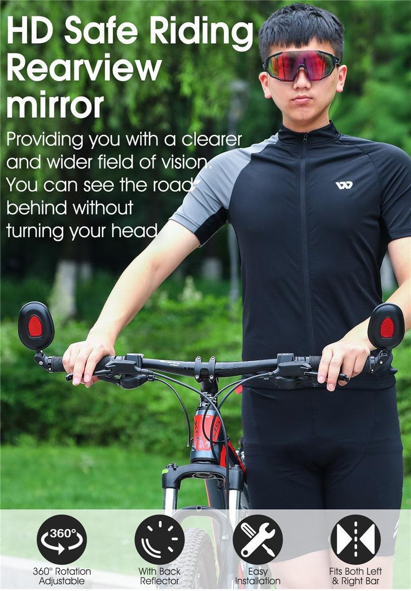 Adjustable Rotation Bike Rearview Mirror Cycling Rear View Road Bicycle Handlebar Mirrors Convex Mirror With 360˚Adjustable Handlebar Installation For Mountain Road Bike Electric Bicycle Accessories Stevvex