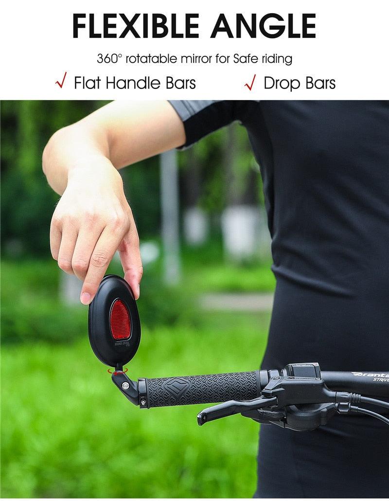 Adjustable Rotation Bike Rearview Mirror Cycling Rear View Road Bicycle Handlebar Mirrors Convex Mirror With 360˚Adjustable Handlebar Installation For Mountain Road Bike Electric Bicycle Accessories Stevvex