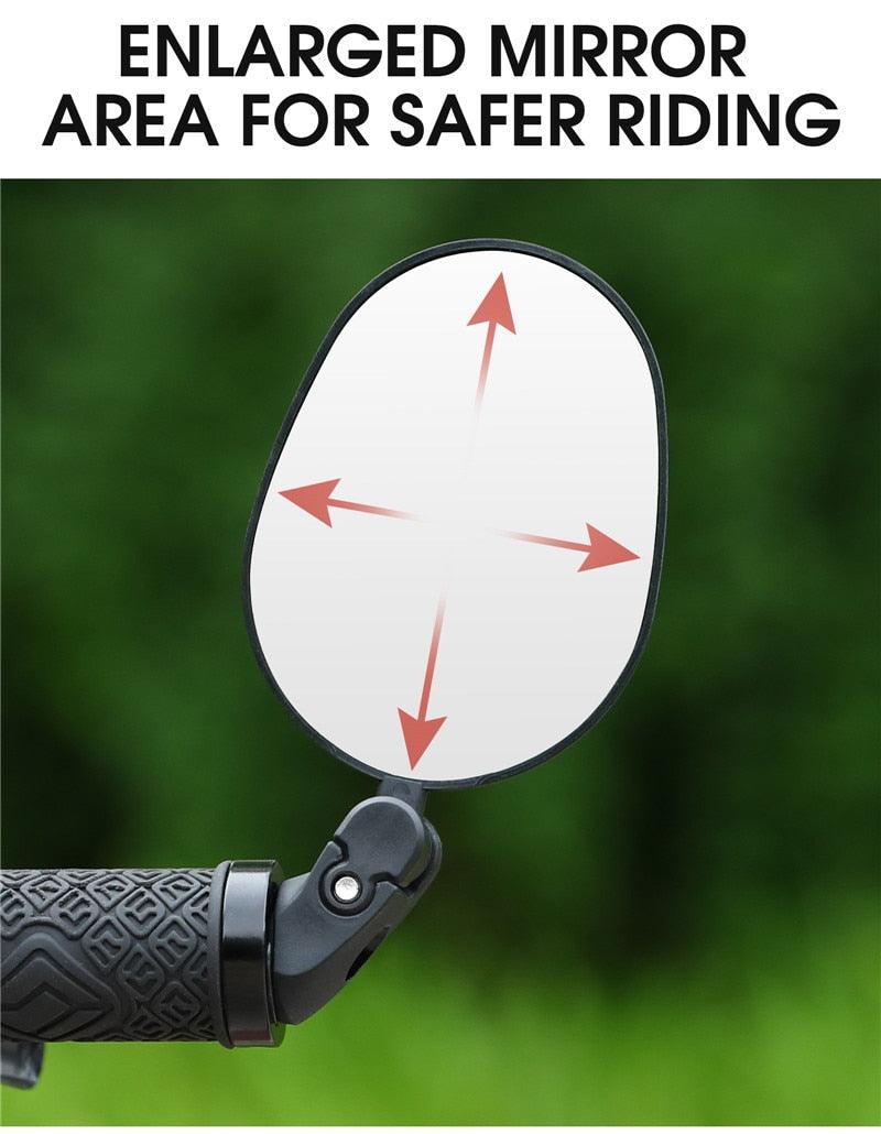 Adjustable Rotation Bike Rearview Mirror Cycling Rear View Road Bicycle Handlebar Mirrors Convex Mirror With 360˚Adjustable Handlebar Installation For Mountain Road Bike Electric Bicycle Accessories Stevvex
