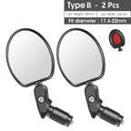 Adjustable Rotation Bike Rearview Mirror Cycling Rear View Road Bicycle Handlebar Mirrors Convex Mirror With 360˚Adjustable Handlebar Installation For Mountain Road Bike Electric Bicycle Accessories Stevvex