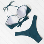 Bikini Set High Cut Solid  Swimsuit Women Swimwear Push Up Bathing Suit Beachwear Leopard Bikini Women's Ribbed Underwire Bikini High Cut Bikini V Swimwear Butterfly Print High Leg Bikini Swimsuit Stevvex