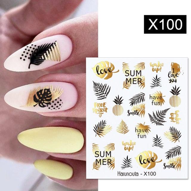 Spring Simple Green Theme Water Decal Sticker Flower Leaf Tree Summer Slider For Manicuring Nail Art Watermarks Art Decoration Manicure Tools Nail Watermark Decals iridescent Decoration Nail Self-Adhesive Decals Nail Stickers Water Transfer Fresh Nail Stevvex