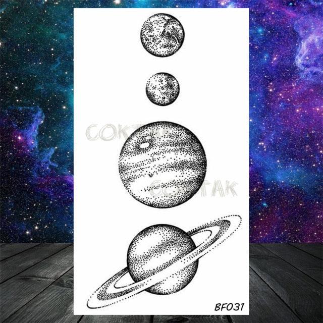 Realistic Small Planets Temporary Tattoos Arm Waterpoof Black Sticker Space Planets For Girls And Boys Stevvex