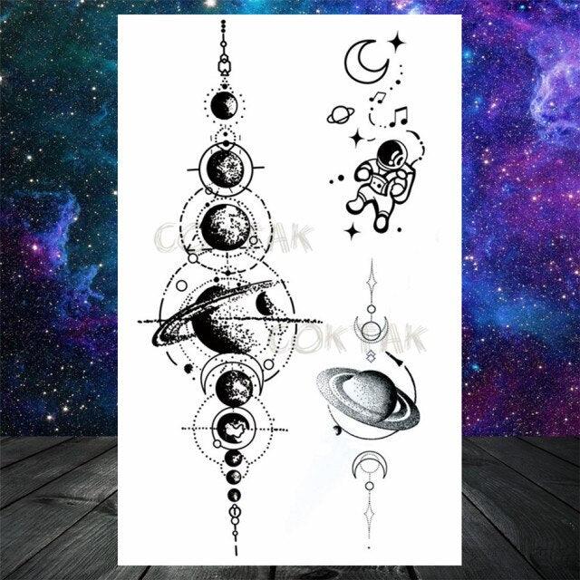 Realistic Small Planets Temporary Tattoos Arm Waterpoof Black Sticker Space Planets For Girls And Boys Stevvex