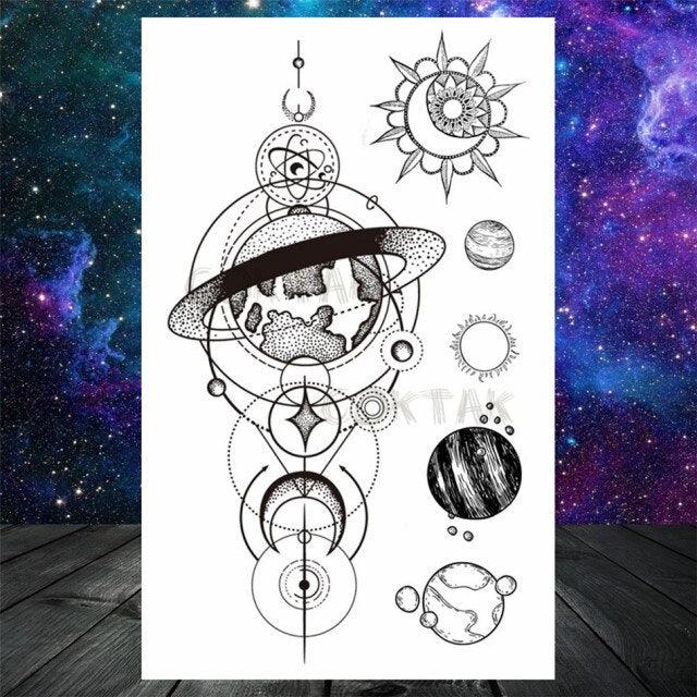 Realistic Small Planets Temporary Tattoos Arm Waterpoof Black Sticker Space Planets For Girls And Boys Stevvex