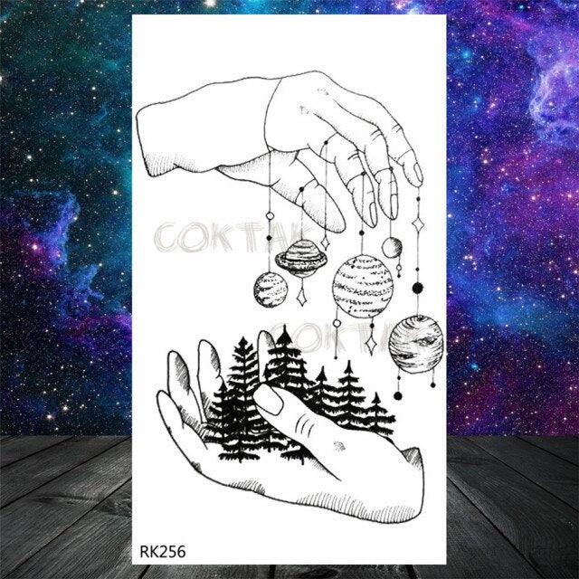 Realistic Small Planets Temporary Tattoos Arm Waterpoof Black Sticker Space Planets For Girls And Boys Stevvex