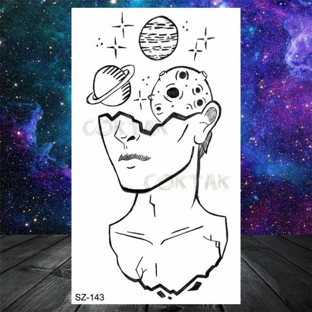 Realistic Small Planets Temporary Tattoos Arm Waterpoof Black Sticker Space Planets For Girls And Boys Stevvex