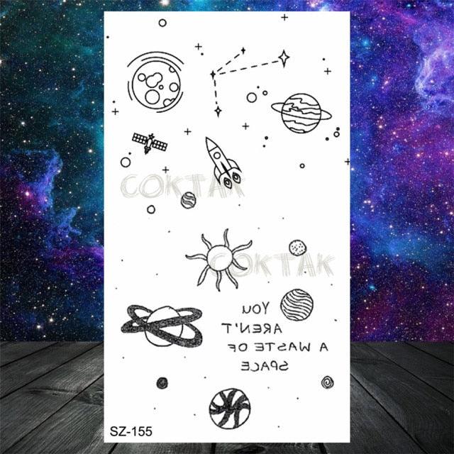 Realistic Small Planets Temporary Tattoos Arm Waterpoof Black Sticker Space Planets For Girls And Boys Stevvex