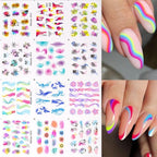 Gold 3D Nail Sticker Curve Stripe Lines Nails Stickers Gradient Adhesive Striping Tape Nail Foil Nail Art Stickers Decals Silver Strip Line Nail Decal Self-Adhesive 3D Wave Decal Decoration Metallic Curve Design Decoration for Women Girls Stevvex