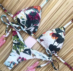 Women Push-up Bikini Swimwear Adjustable Swimsuit Bathing Suit Beachwear Women's Tie Bikini Lace Up Bottom String Swimsuit Bandage Swim Beach Wear Summer Comfortable Bikini Set Stevvex