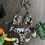 Women Push-up Bikini Swimwear Adjustable Swimsuit Bathing Suit Beachwear Women's Tie Bikini Lace Up Bottom String Swimsuit Bandage Swim Beach Wear Summer Comfortable Bikini Set Stevvex