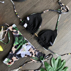 Women Push-up Bikini Swimwear Adjustable Swimsuit Bathing Suit Beachwear Women's Tie Bikini Lace Up Bottom String Swimsuit Bandage Swim Beach Wear Summer Comfortable Bikini Set Stevvex