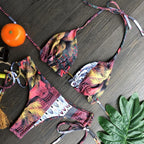 Women Push-up Bikini Swimwear Adjustable Swimsuit Bathing Suit Beachwear Women's Tie Bikini Lace Up Bottom String Swimsuit Bandage Swim Beach Wear Summer Comfortable Bikini Set Stevvex