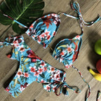 Women Push-up Bikini Swimwear Adjustable Swimsuit Bathing Suit Beachwear Women's Tie Bikini Lace Up Bottom String Swimsuit Bandage Swim Beach Wear Summer Comfortable Bikini Set Stevvex