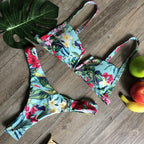 Women Push-up Bikini Swimwear Adjustable Swimsuit Bathing Suit Beachwear Women's Tie Bikini Lace Up Bottom String Swimsuit Bandage Swim Beach Wear Summer Comfortable Bikini Set Stevvex