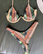 Women Push-up Bikini Swimwear Adjustable Swimsuit Bathing Suit Beachwear Women's Tie Bikini Lace Up Bottom String Swimsuit Bandage Swim Beach Wear Summer Comfortable Bikini Set Stevvex
