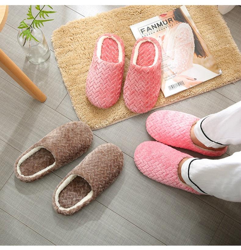 Women Indoor Slippers Warm Plush Home Slipper Autumn Winter Woman House Flat Floor Soft Slipper Silent Slides Plush Fleece Insole Fluffy Slippers For Indoor Home Bedroom Stevvex
