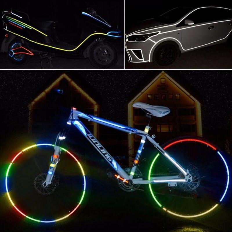 8PCS Bicycle Bike Wheel Lights Bike Fluorescent Reflective Stickers Bike Light Spoke Wheel Tape Bicycle Accessories Bike Reflective Tape Night Safety Stickers For Bicycle Motorbike Stevvex