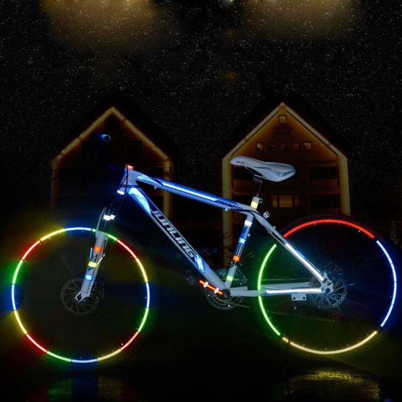 8PCS Bicycle Bike Wheel Lights Bike Fluorescent Reflective Stickers Bike Light Spoke Wheel Tape Bicycle Accessories Bike Reflective Tape Night Safety Stickers For Bicycle Motorbike Stevvex