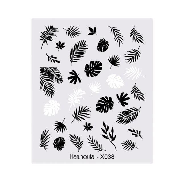 Embossed Nails Sticker 3D Flower Leaves Slider Water Transfer Nail Decals for Nail Art Transfer Sticker  3D Wave Design Decoration for Women Girls Art Stickers Decal Decoration Metallic Curve Strip Line Nail Decor Stevvex