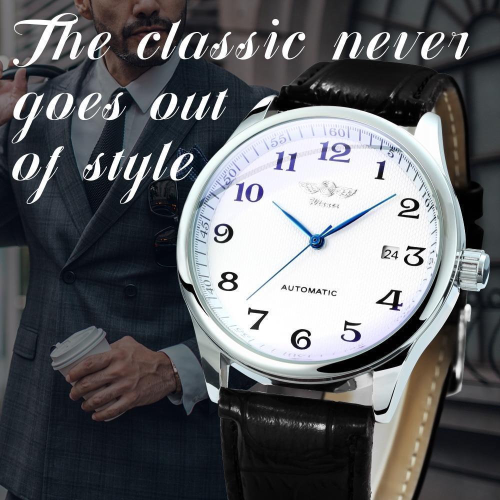 Classic Luxury Men Watch Automatic Wrist Watches Brown Leather Strap Fashionable Design Watches For Men Stevvex