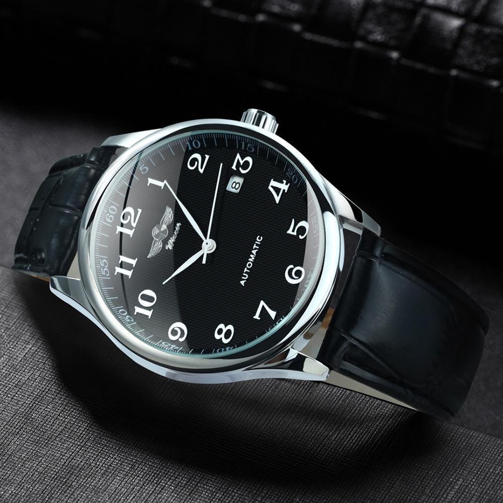 Classic Luxury Men Watch Automatic Wrist Watches Brown Leather Strap Fashionable Design Watches For Men Stevvex