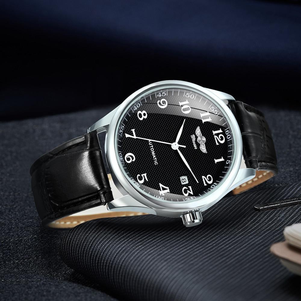 Classic Luxury Men Watch Automatic Wrist Watches Brown Leather Strap Fashionable Design Watches For Men Stevvex