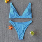 Women Charming Bikini Swimsuit Women Push Up Swimwear Two Piece Bikini Set Solid Color Bathing Suit Swim Suit Female Women Two Piece Bikini Swimsuit Halter Twist Front Bathing Suit Swimwear Stevvex