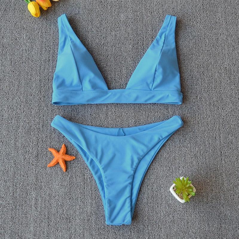 Women Charming Bikini Swimsuit Women Push Up Swimwear Two Piece Bikini Set Solid Color Bathing Suit Swim Suit Female Women Two Piece Bikini Swimsuit Halter Twist Front Bathing Suit Swimwear Stevvex