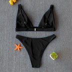 Women Charming Bikini Swimsuit Women Push Up Swimwear Two Piece Bikini Set Solid Color Bathing Suit Swim Suit Female Women Two Piece Bikini Swimsuit Halter Twist Front Bathing Suit Swimwear Stevvex