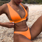 Women Charming Bikini Swimsuit Women Push Up Swimwear Two Piece Bikini Set Solid Color Bathing Suit Swim Suit Female Women Two Piece Bikini Swimsuit Halter Twist Front Bathing Suit Swimwear Stevvex