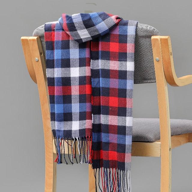 Fashion Winter Casual Classic Soft Plaid Popular Couple Lightweight Tartan Muffler Warm Scarf Cashmere Scarves Shawls Wraps Lightweight Women Warm Lattice Scarves Cashmere Hijab For Women Stevvex