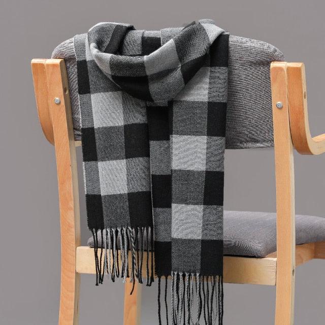 Fashion Winter Casual Classic Soft Plaid Popular Couple Lightweight Tartan Muffler Warm Scarf Cashmere Scarves Shawls Wraps Lightweight Women Warm Lattice Scarves Cashmere Hijab For Women Stevvex