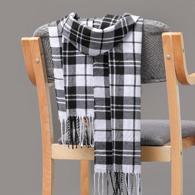Fashion Winter Casual Classic Soft Plaid Popular Couple Lightweight Tartan Muffler Warm Scarf Cashmere Scarves Shawls Wraps Lightweight Women Warm Lattice Scarves Cashmere Hijab For Women Stevvex