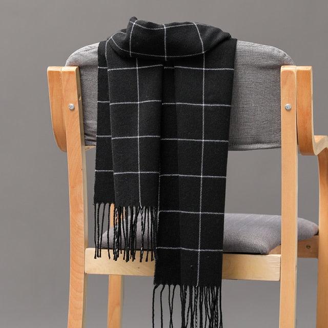 Fashion Winter Casual Classic Soft Plaid Popular Couple Lightweight Tartan Muffler Warm Scarf Cashmere Scarves Shawls Wraps Lightweight Women Warm Lattice Scarves Cashmere Hijab For Women Stevvex