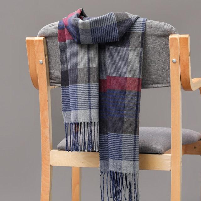 Fashion Winter Casual Classic Soft Plaid Popular Couple Lightweight Tartan Muffler Warm Scarf Cashmere Scarves Shawls Wraps Lightweight Women Warm Lattice Scarves Cashmere Hijab For Women Stevvex