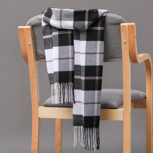 Fashion Winter Casual Classic Soft Plaid Popular Couple Lightweight Tartan Muffler Warm Scarf Cashmere Scarves Shawls Wraps Lightweight Women Warm Lattice Scarves Cashmere Hijab For Women Stevvex
