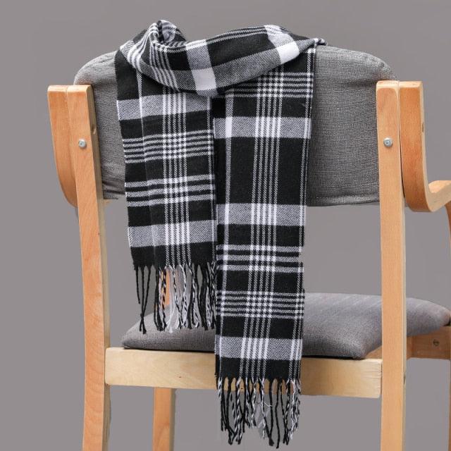 Fashion Winter Casual Classic Soft Plaid Popular Couple Lightweight Tartan Muffler Warm Scarf Cashmere Scarves Shawls Wraps Lightweight Women Warm Lattice Scarves Cashmere Hijab For Women Stevvex